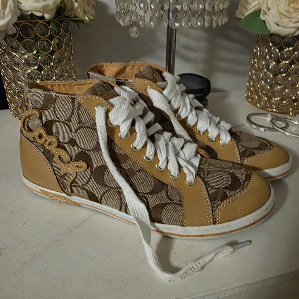 Coach Brown and Tan Women's High-Top Sneakers
